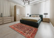 Machine Washable Traditional Tomato Red Rug in a Bedroom, wshtr2564