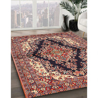 Traditional Saffron Red Medallion Rug, tr2567