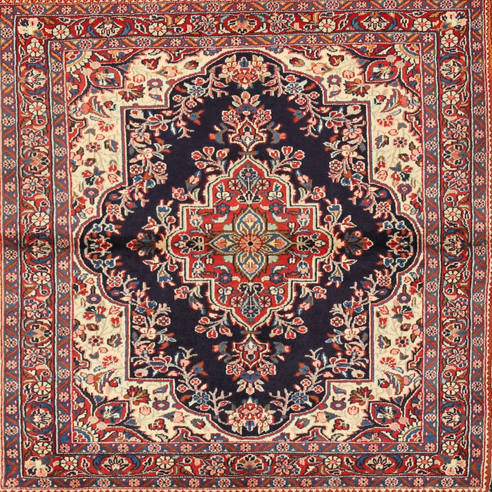 Square Traditional Saffron Red Medallion Rug, tr2567