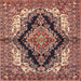 Square Traditional Saffron Red Medallion Rug, tr2567