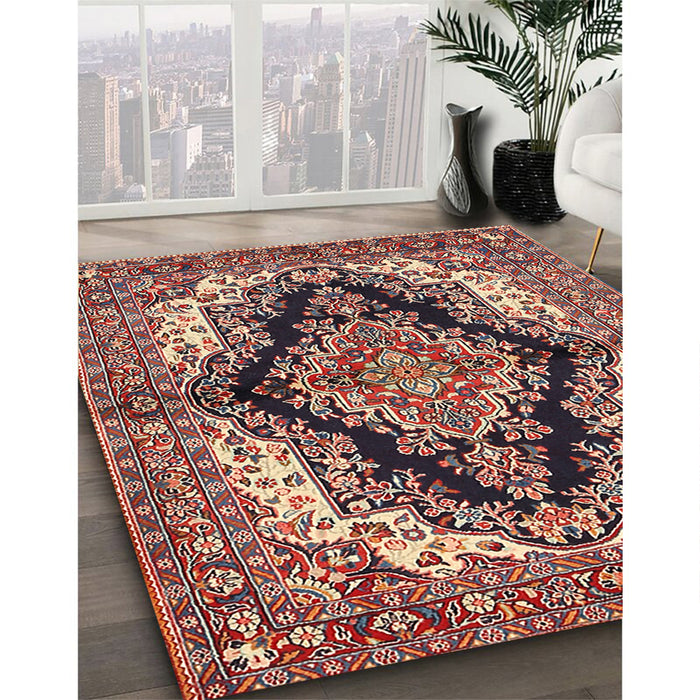 Machine Washable Traditional Saffron Red Rug in a Family Room, wshtr2567