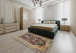 Traditional Dark Brown Animal Rug in a Bedroom, tr2569