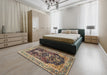 Machine Washable Traditional Dark Brown Rug in a Bedroom, wshtr2569