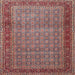 Round Machine Washable Traditional Brown Red Rug, wshtr256