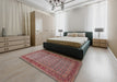 Machine Washable Traditional Brown Red Rug in a Bedroom, wshtr256