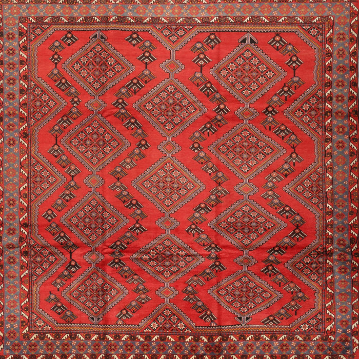 Round Machine Washable Traditional Red Rug, wshtr2571