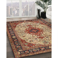 Traditional Saffron Red Medallion Rug, tr2573