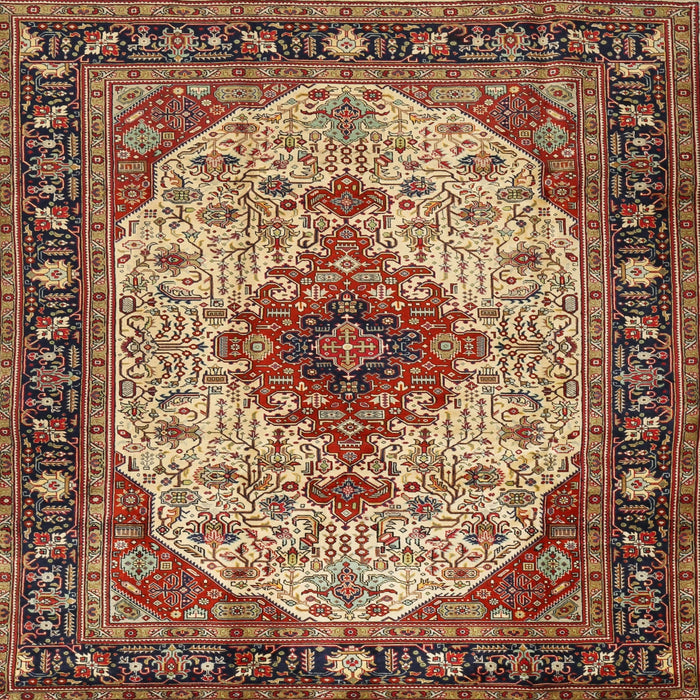 Round Machine Washable Traditional Saffron Red Rug, wshtr2573