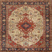 Round Machine Washable Traditional Saffron Red Rug, wshtr2573