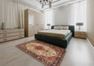 Traditional Saffron Red Medallion Rug in a Bedroom, tr2573