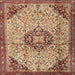 Round Machine Washable Traditional Sandy Brown Rug, wshtr2574