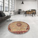 Round Traditional Sandy Brown Medallion Rug in a Office, tr2574