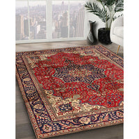 Traditional Saffron Red Medallion Rug, tr2575