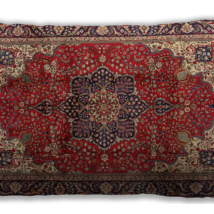 Traditional Classic Rectangular Saffron Red Lumbar Throw Pillow, 13 inch by 19 inch, lbtr2575