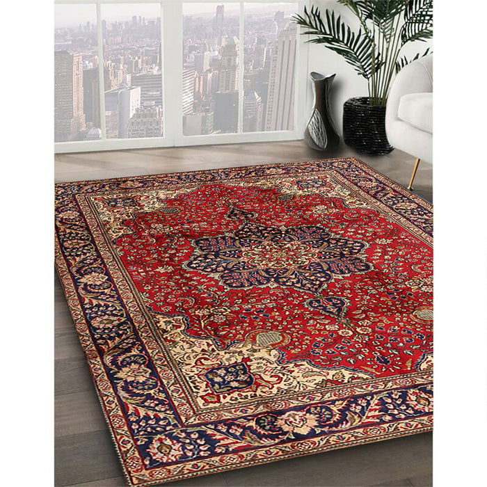 Machine Washable Traditional Saffron Red Rug in a Family Room, wshtr2575