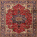 Square Traditional Saffron Red Medallion Rug, tr2575