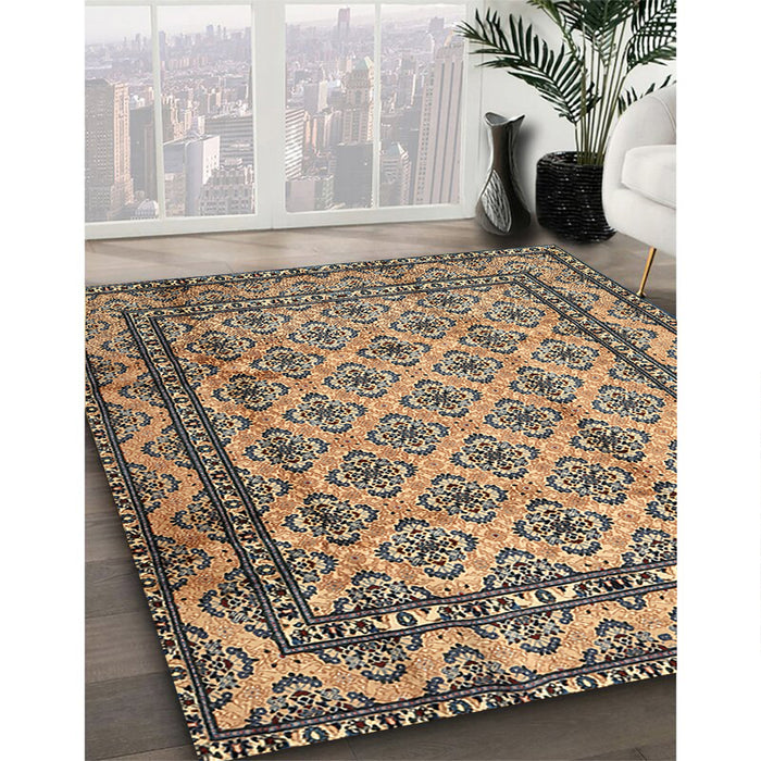 Traditional Dark Brown Persian Rug in Family Room, tr2576