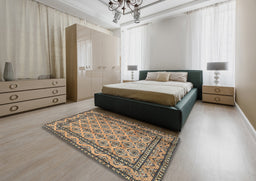 Traditional Dark Brown Persian Rug in a Bedroom, tr2576