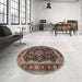 Round Traditional Brown Persian Rug in a Office, tr2577