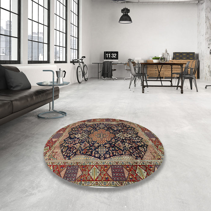 Round Machine Washable Traditional Brown Rug in a Office, wshtr2577