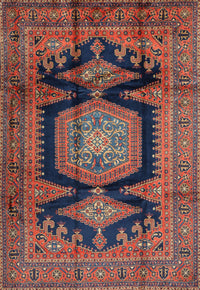 Machine Washable Traditional Saffron Red Rug, wshtr2578