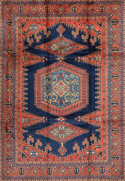 Machine Washable Traditional Saffron Red Rug, wshtr2578
