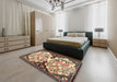 Traditional Dark Sienna Brown Persian Rug in a Bedroom, tr2579