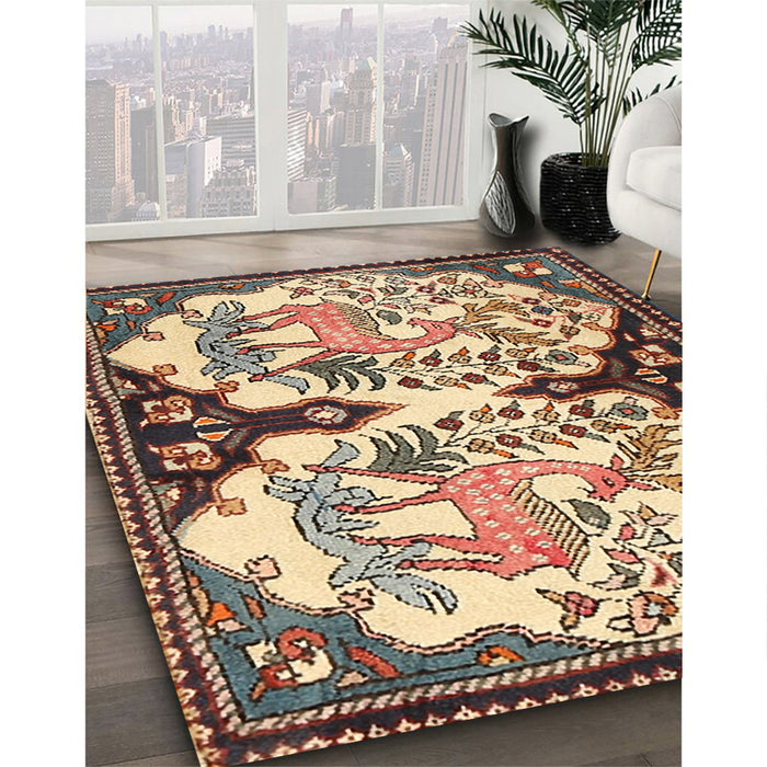 Traditional Dark Sienna Brown Persian Rug in Family Room, tr2579
