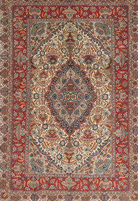 Machine Washable Traditional Brown Red Rug, wshtr257