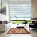 Square Machine Washable Traditional Saffron Red Rug in a Living Room, wshtr2580