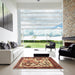 Square Traditional Saffron Red Animal Rug in a Living Room, tr2580