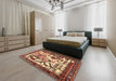 Traditional Saffron Red Animal Rug in a Bedroom, tr2580