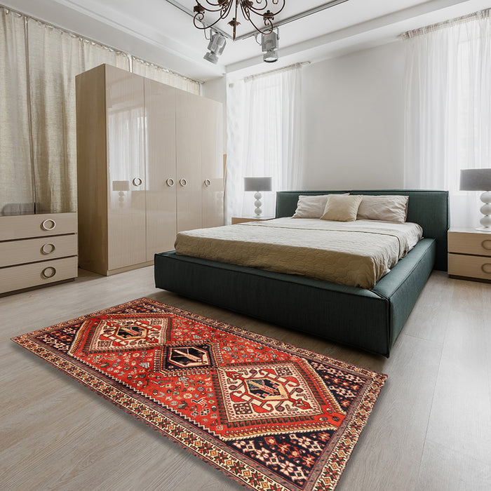 Traditional Red Persian Rug in a Bedroom, tr2581