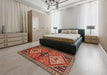 Machine Washable Traditional Tomato Red Rug in a Bedroom, wshtr2581