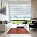 Square Machine Washable Traditional Tomato Red Rug in a Living Room, wshtr2581