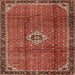 Round Machine Washable Traditional Orange Salmon Pink Rug, wshtr2585