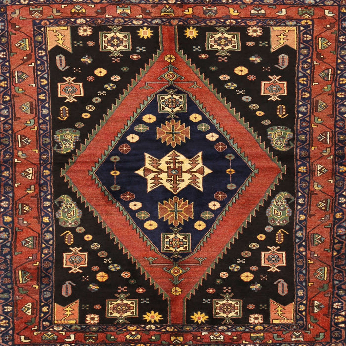 Square Traditional Sienna Brown Persian Rug, tr2586
