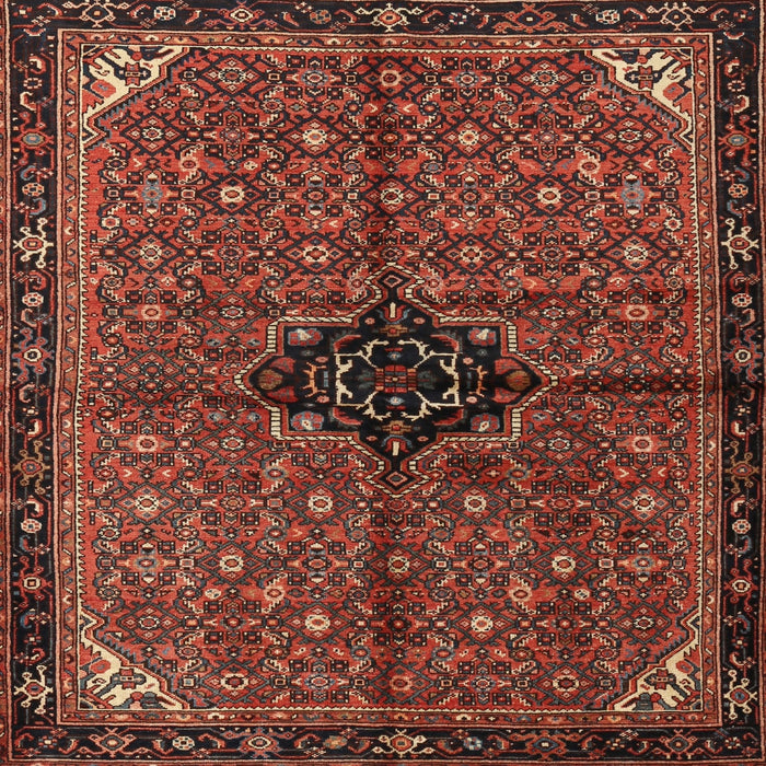 Round Machine Washable Traditional Saffron Red Rug, wshtr2588