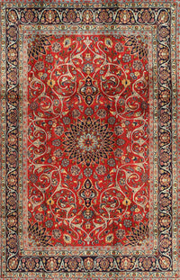 Machine Washable Traditional Tomato Red Rug, wshtr2589