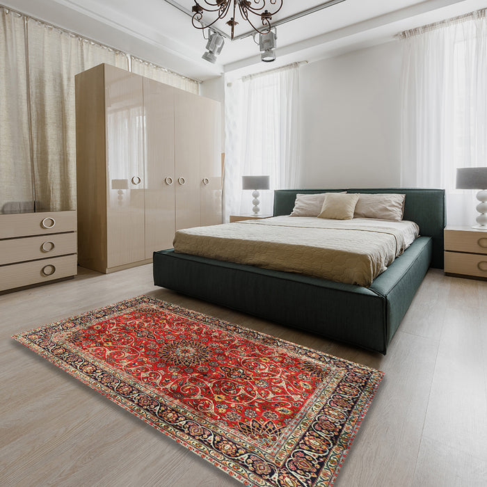 Traditional Red Persian Rug in a Bedroom, tr2589