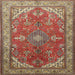 Round Machine Washable Traditional Tomato Red Rug, wshtr258