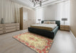 Machine Washable Traditional Brown Gold Rug in a Bedroom, wshtr2590