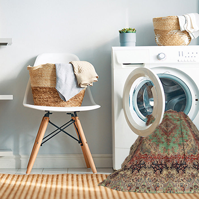 Machine Washable Traditional Chestnut Brown Rug in a Washing Machine, wshtr2592