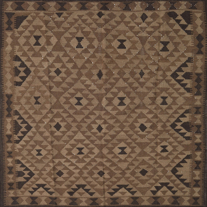 Square Traditional Dark Gold Brown Southwestern Rug, tr2594