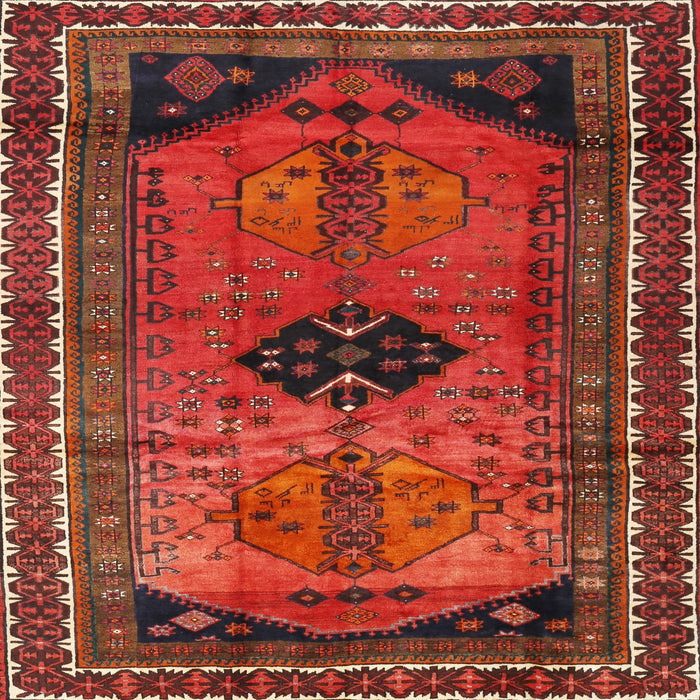 Round Machine Washable Traditional Red Rug, wshtr2596