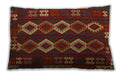 Traditional Classic Rectangular Red Brown Lumbar Throw Pillow, 13 inch by 19 inch, lbtr2597