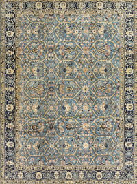 Machine Washable Traditional Sage Green Rug, wshtr2598