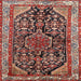 Round Machine Washable Traditional Saffron Red Rug, wshtr259