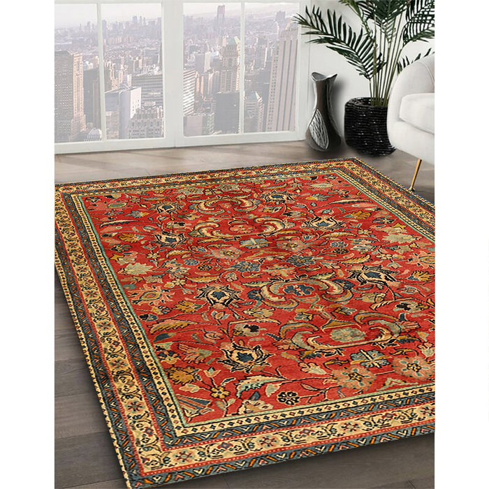 Machine Washable Traditional Tomato Red Rug in a Family Room, wshtr2600