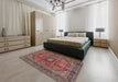 Traditional Saffron Red Medallion Rug in a Bedroom, tr2601